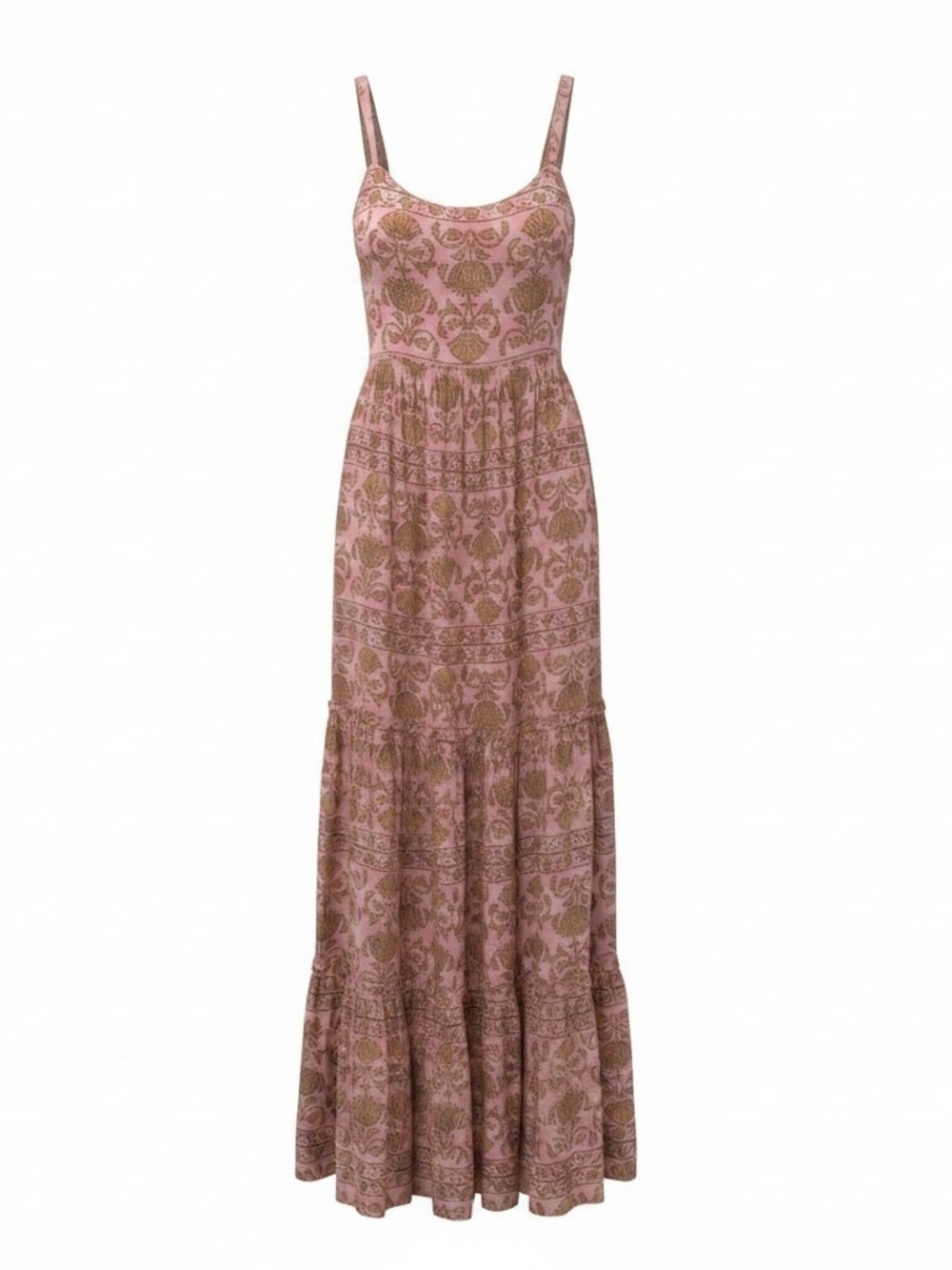 Sleeveless Pink Floral Maxi Dress
